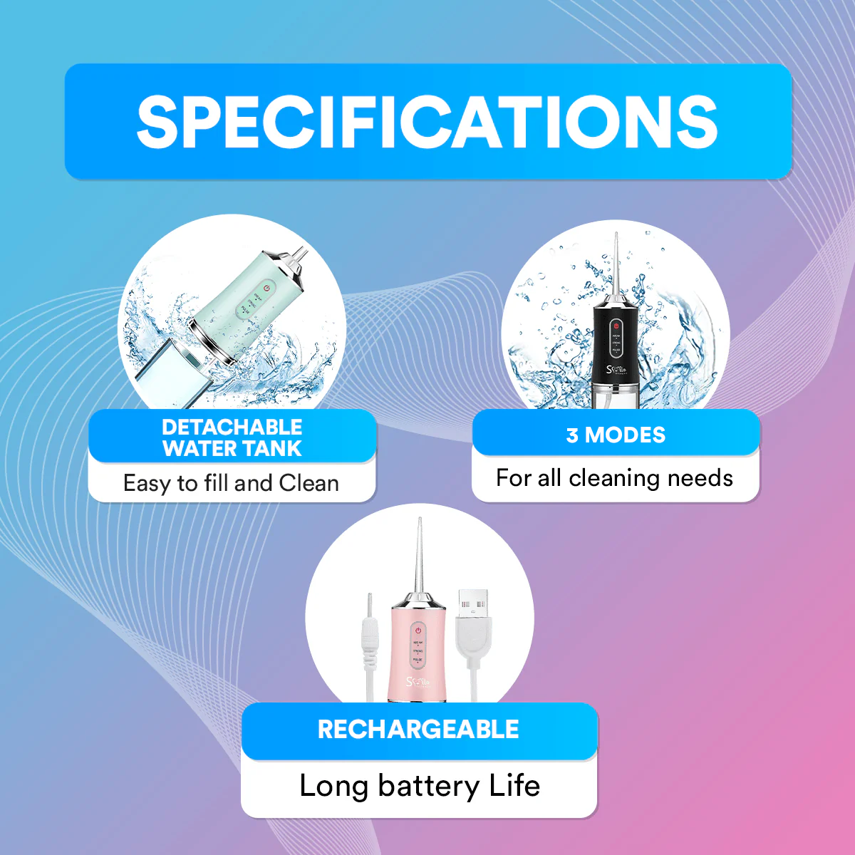 Kids Sonic Water Flosser 4-In-1